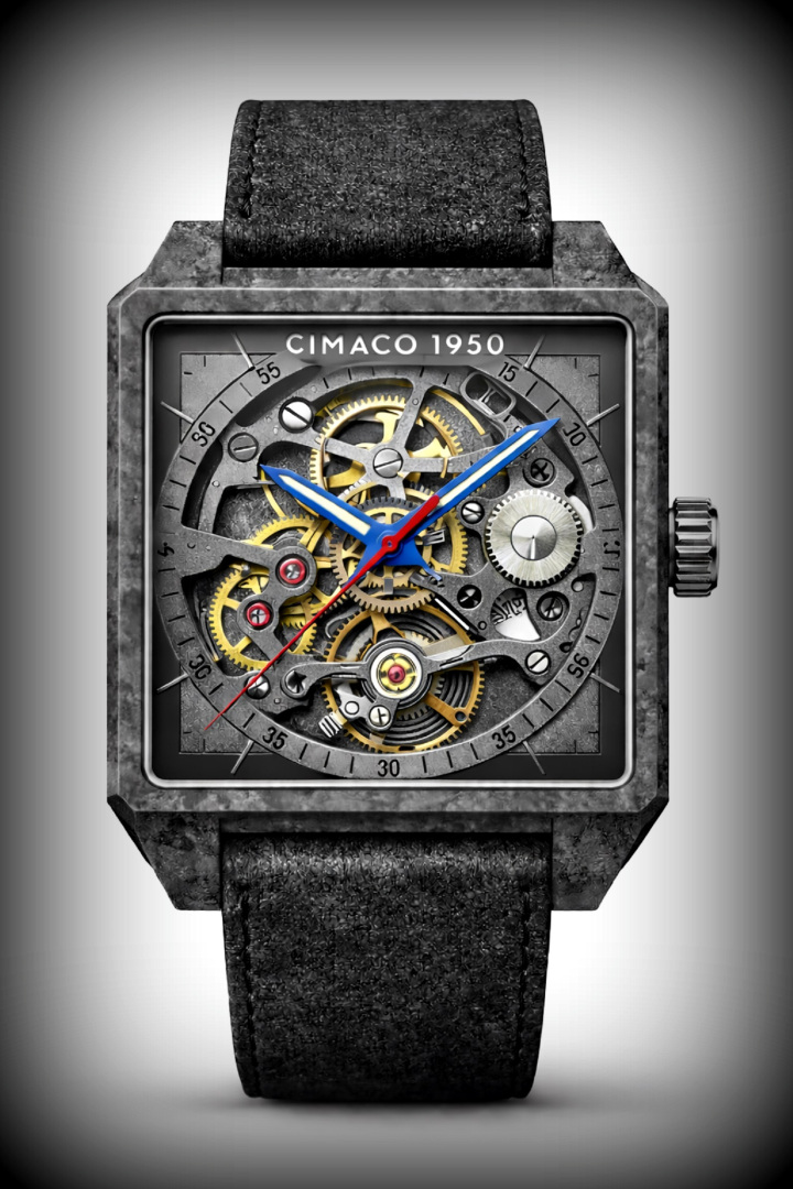 CIMACO 1950 watch case in dark mineral composite